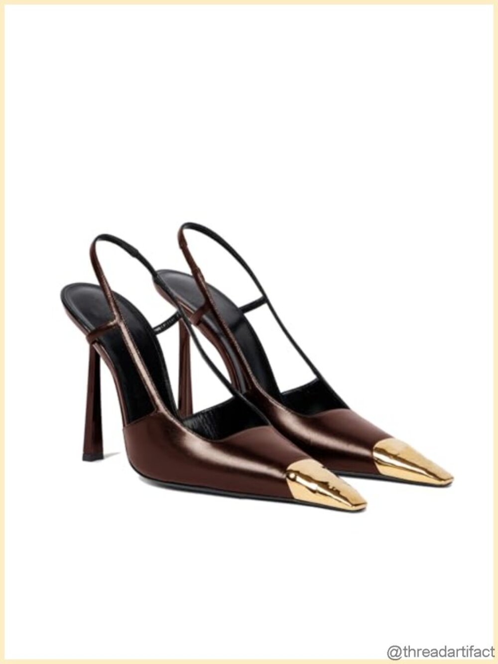 Womens Slingback High Heels Metal Pointed Toe Handcrafted Leather Stiletto Pumps